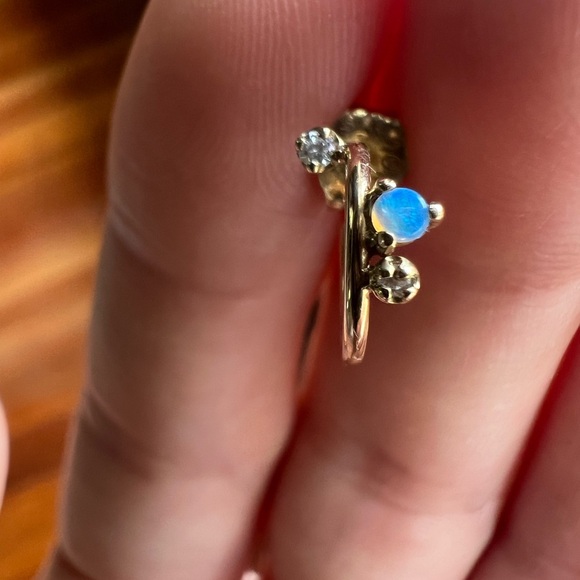 WWAKE Three Stone Opal Huggies - Picture 3 of 7